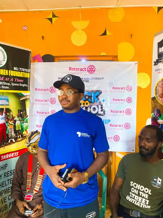 An LDF team member at the EdFund scholarship presentation in Iyana Ilogbo, Ogun State